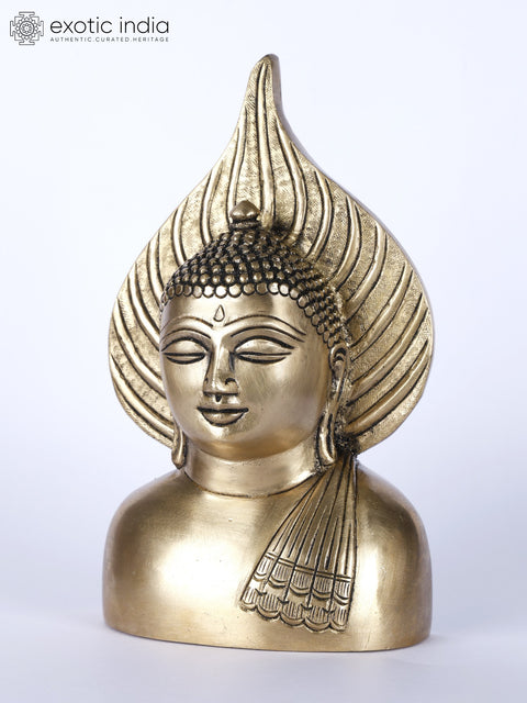 7" Brass Buddha Bust Wall Hanging Statue