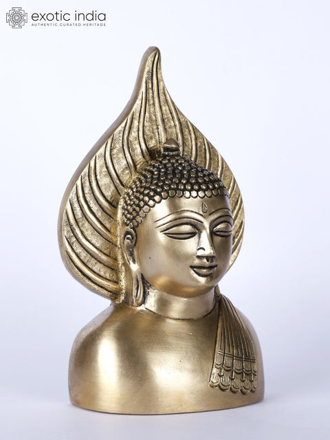 7" Brass Buddha Bust Wall Hanging Statue