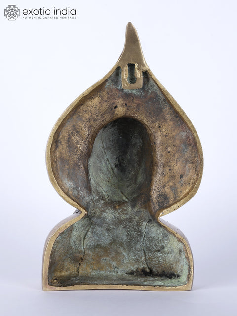 7" Brass Buddha Bust Wall Hanging Statue