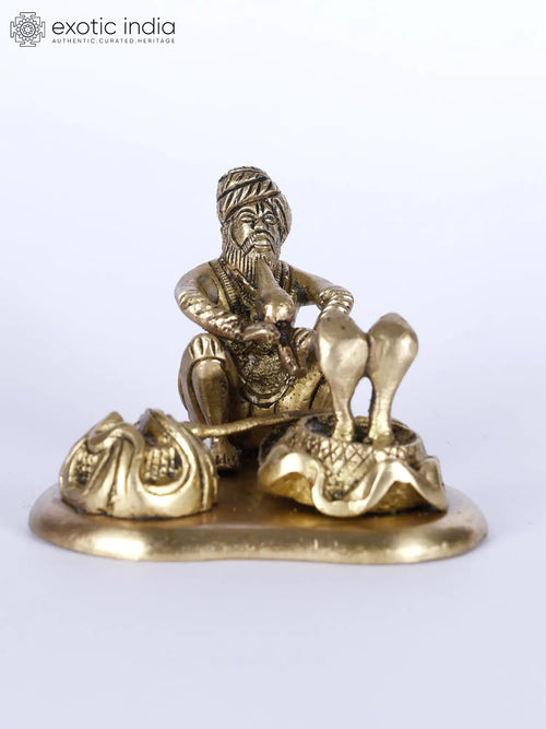 3" Small Indian Snake Charmer Handmade Brass Statue