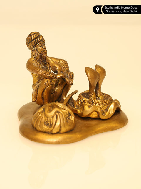 3" Small Indian Snake Charmer (Sapera) Brass Statue | Table Decor
