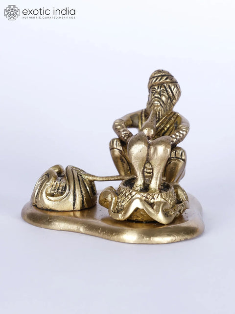3" Small Indian Snake Charmer (Sapera) Brass Statue | Table Decor