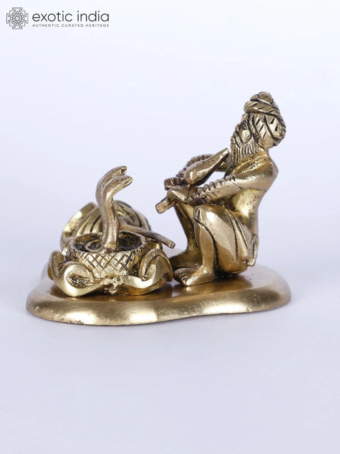 3" Small Indian Snake Charmer (Sapera) Brass Statue | Table Decor
