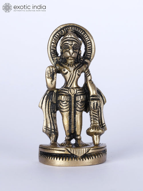 2" Blessing Lord Hanuman Handmade Brass Statue