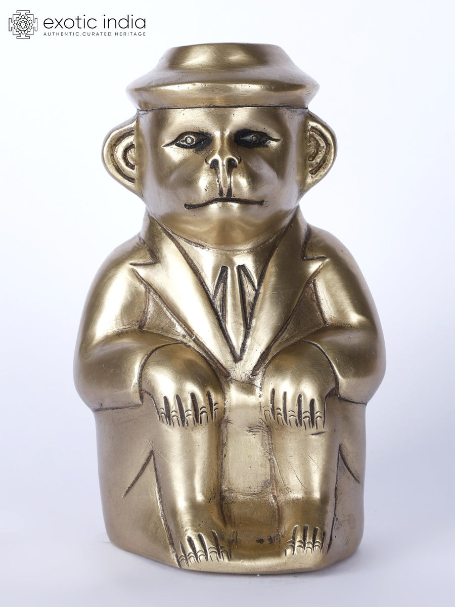 6" Monkey Man Handmade Brass Statue for Home Altar Decor