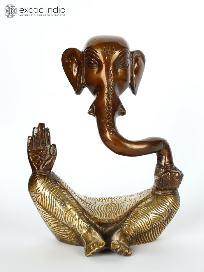 5" Modern Stylized Ganesha Brass Statue for Home Decor