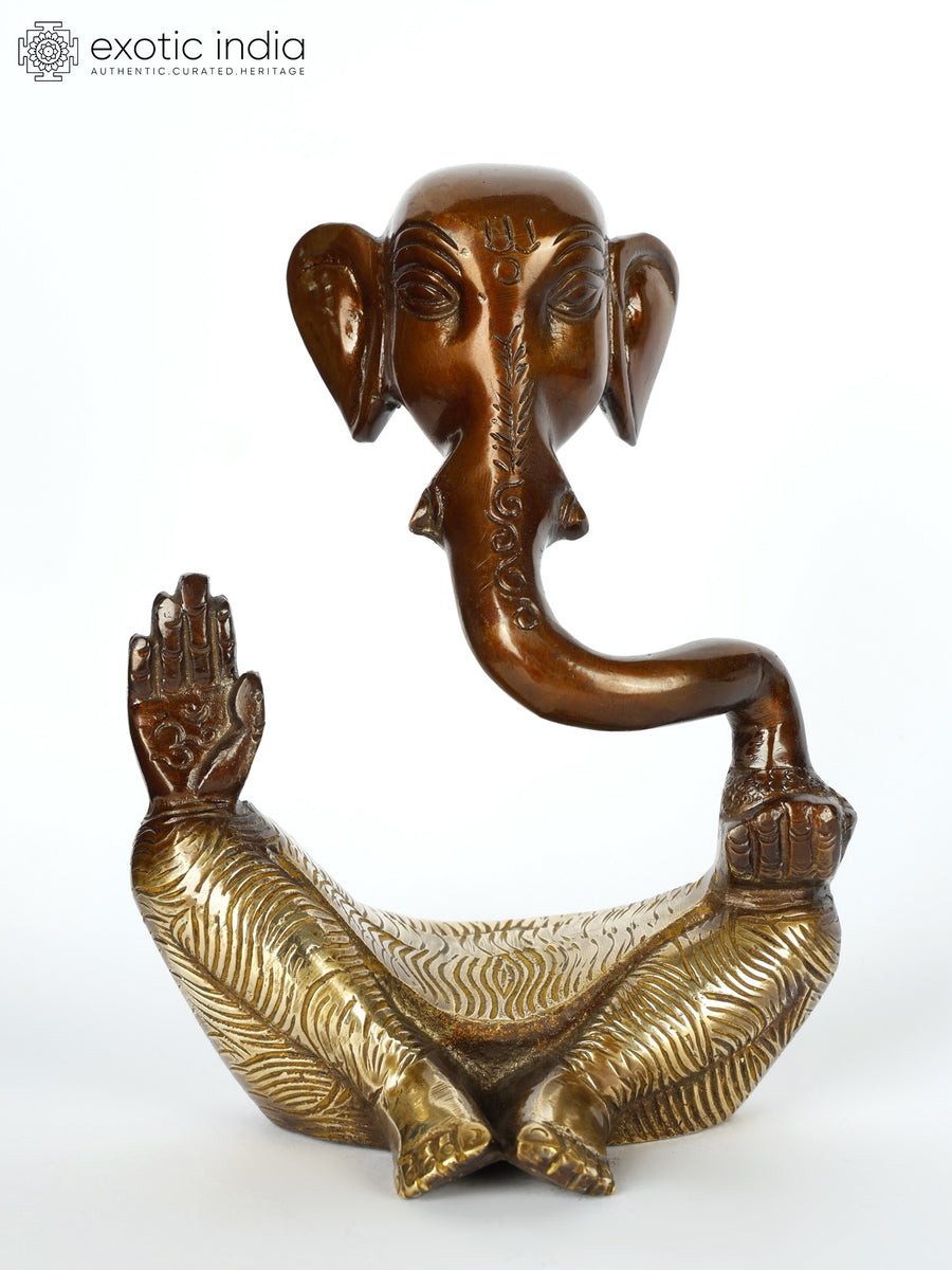 5" Modern Stylized Ganesha Brass Statue for Home Decor