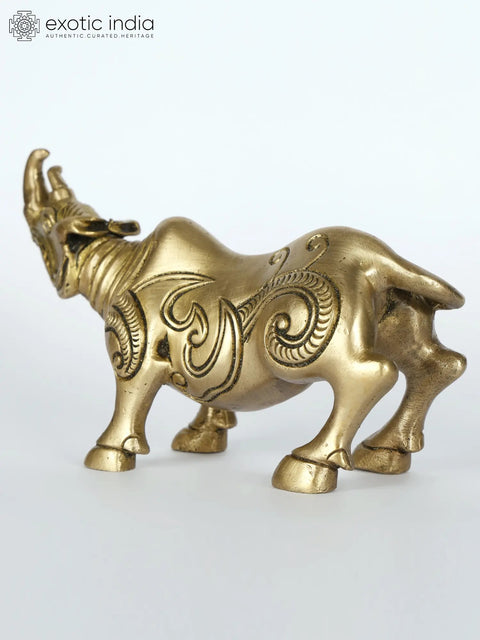7" Rhinoceros Statue in Brass | Table Decor