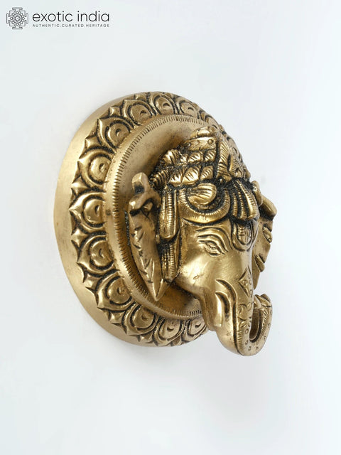 3" Small Lord Ganesha Face wall Hanging in Brass