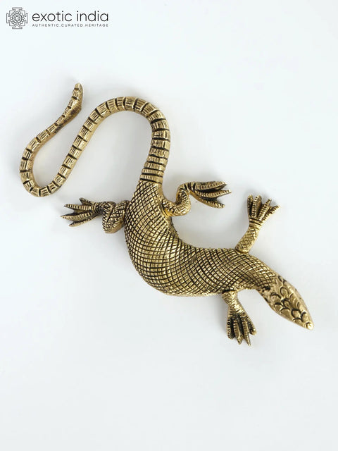 5" Brass Realistic Lizard Figurine | Wall Hanging and Table Piece Both