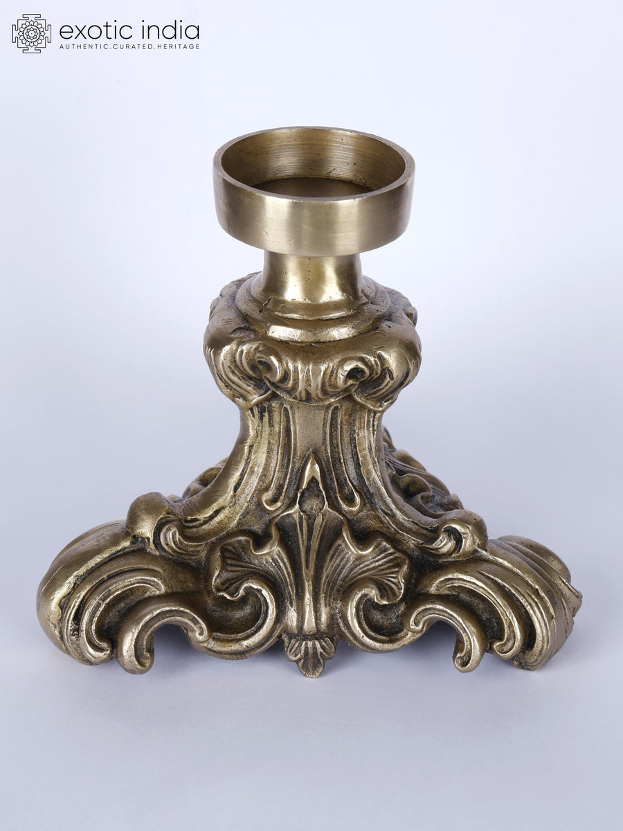 7" Designer Brass Candle Holder for Home Decor