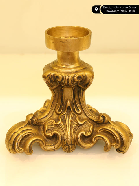 7" Designer Brass Candle Holder | Table Decorative Piece