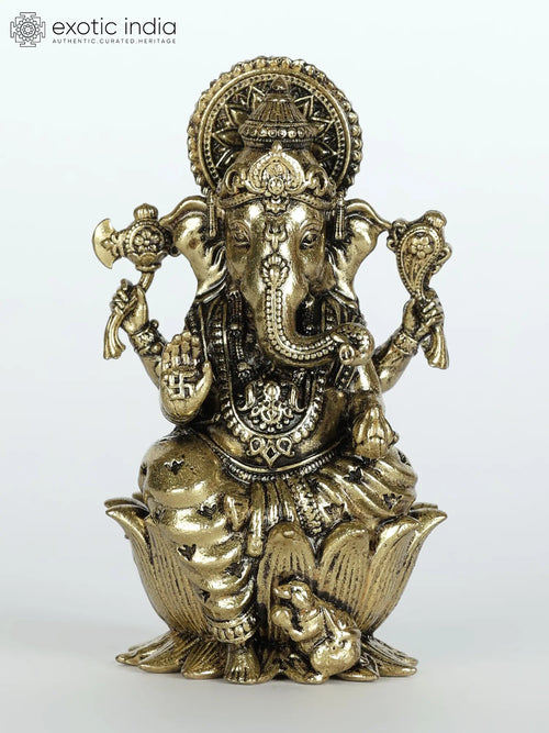 2" Small Superfine Blessing Lord Ganesha Handmade Brass Statue
