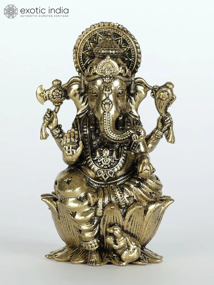 2" Small Superfine Blessing Lord Ganesha Handmade Brass Statue