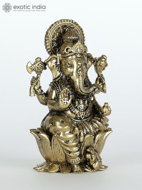 2" Small Superfine Blessing Lord Ganesha Brass Statue