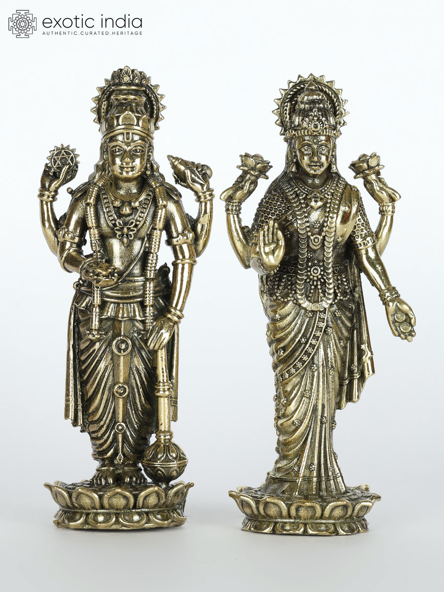 3" Standing Lakshmi Narayan Brass Idol for Pooja