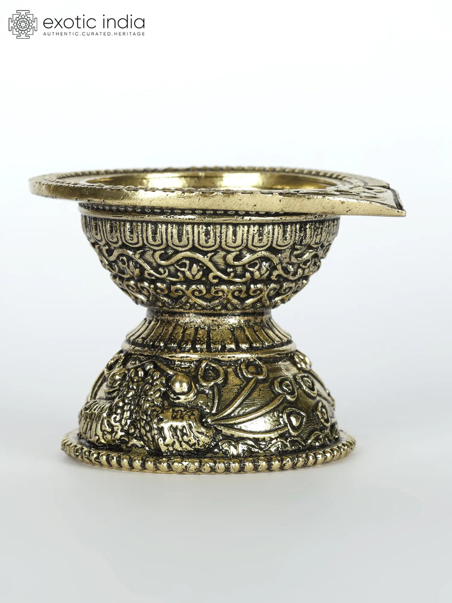 Small Designer Brass Diya for Pooja Home Decor