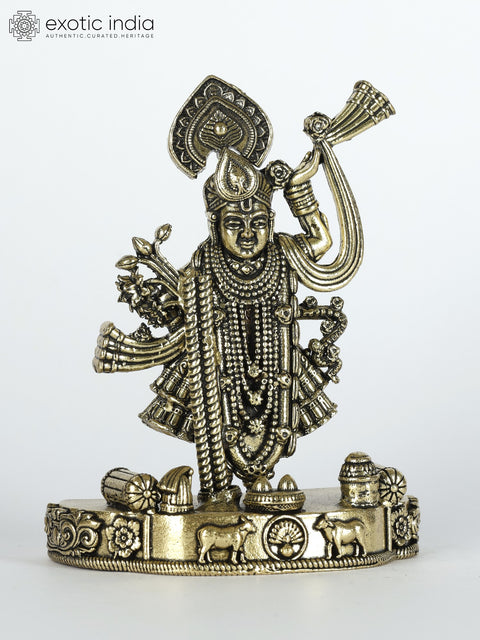 Small Superfine Shrinathji in Standing Gesture | Brass Statue | Made in India