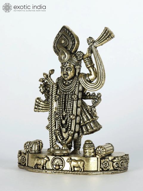 4" Small Superfine Shrinathji Brass Statue