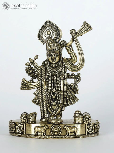 4" Small Superfine Shrinathji Brass Statue