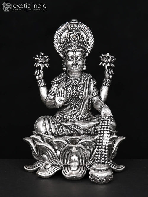 Small Superfine Blessing Goddess Lakshmi Seated on Lotus Brass Statue