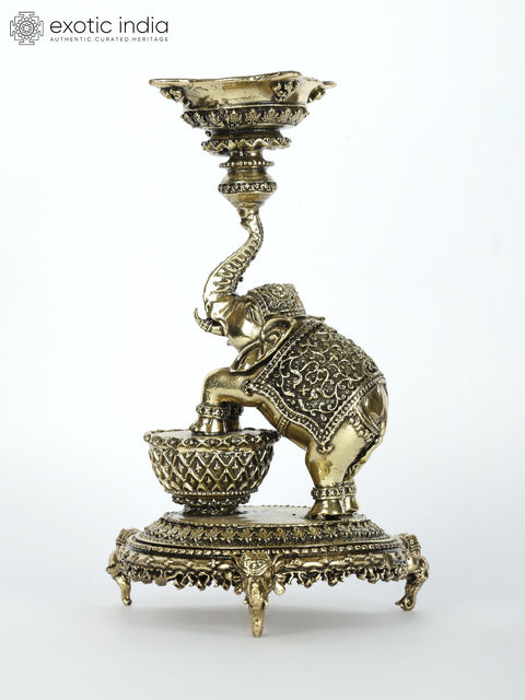 6" Superfine Designer Elephant Lamp in Brass