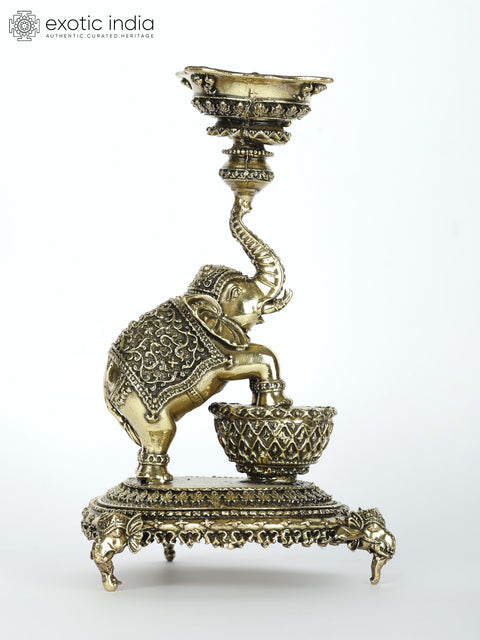 6" Superfine Designer Elephant Lamp in Brass