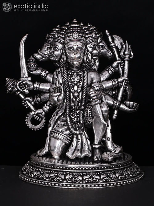 10" Ten Armed Panchamukhi Hanuman Brass Statue