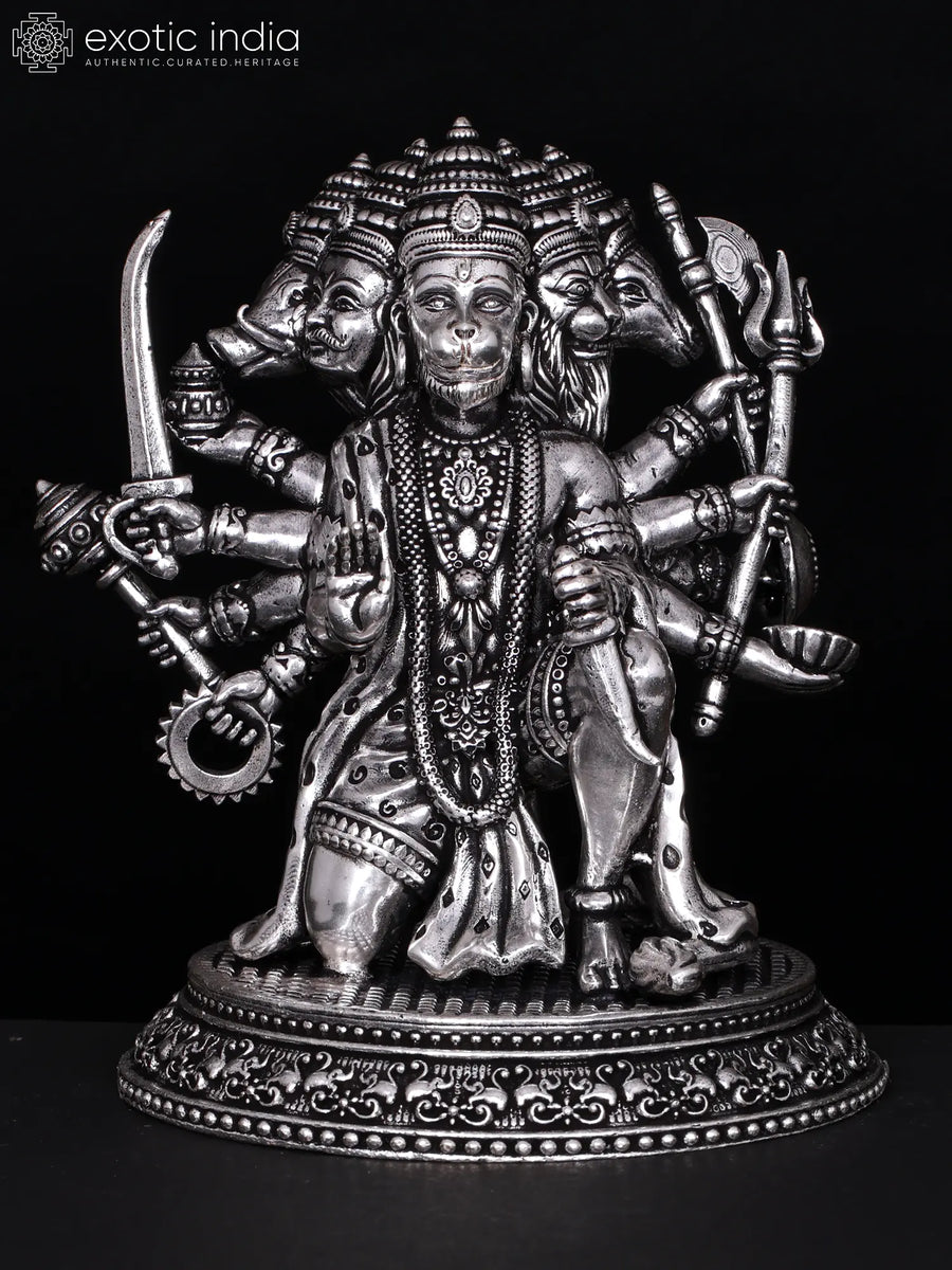 10" Ten Armed Panchamukhi Hanuman Brass Statue