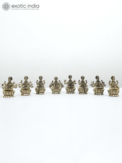 3" Small Ashtalakshmi Brass Statue Set Handmade