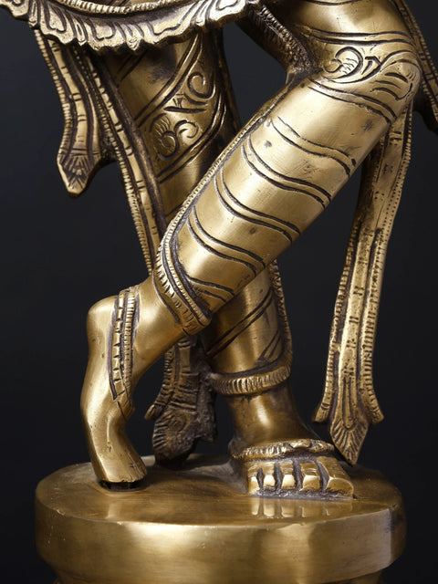 28" Fluting Krishna | Brass Statue