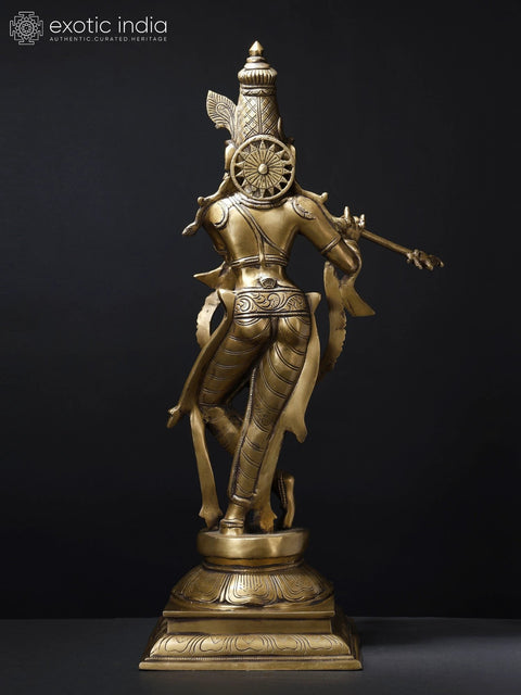 28" Fluting Krishna | Brass Statue
