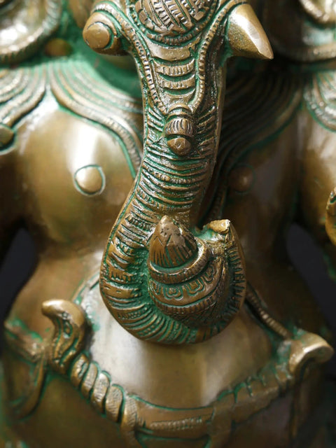 19" Sixteen Armed Vira-Ganesha | Brass Statue