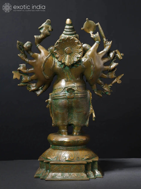 19" Sixteen Armed Vira-Ganesha | Brass Statue