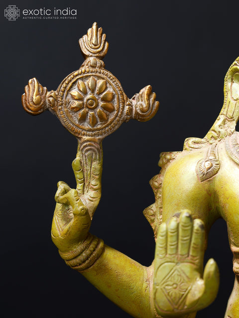 19" Four-Armed Blessing Lord Vishnu Brass Statue | Hindu God Figurine