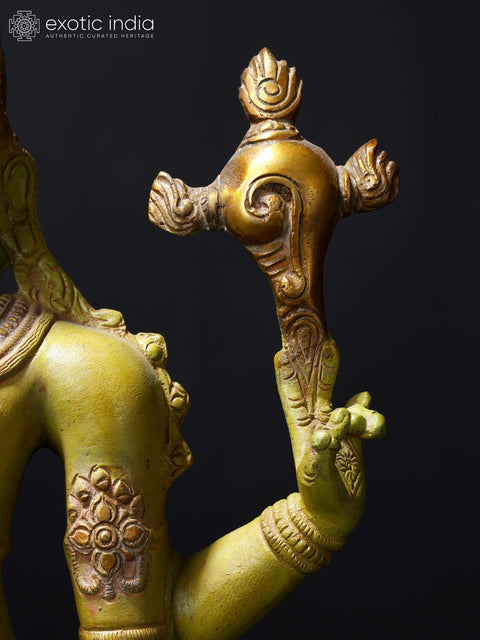 19" Four-Armed Blessing Lord Vishnu Brass Statue | Hindu God Figurine