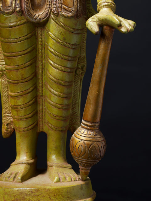 19" Four-Armed Blessing Lord Vishnu Brass Statue | Hindu God Figurine