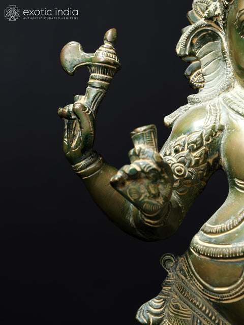 19" Standing Chaturbhuja Lord Ganesha Brass Statue