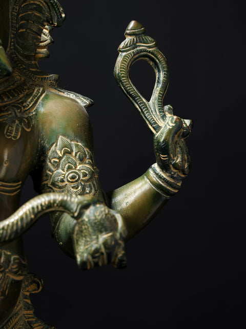 19" Standing Chaturbhuja Lord Ganesha Brass Statue