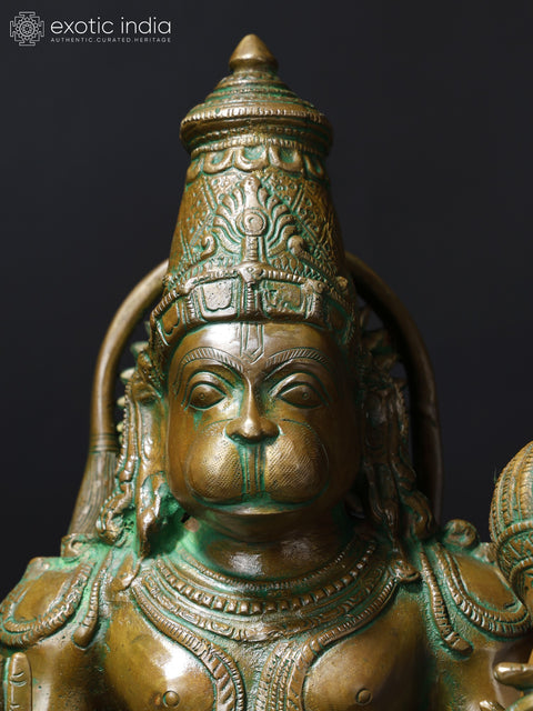 18" Sitting Lord Hanuman in Blessing Gesture | Brass Statue