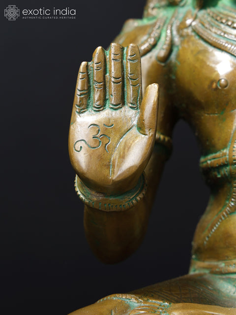 18" Sitting Lord Hanuman in Blessing Gesture | Brass Statue