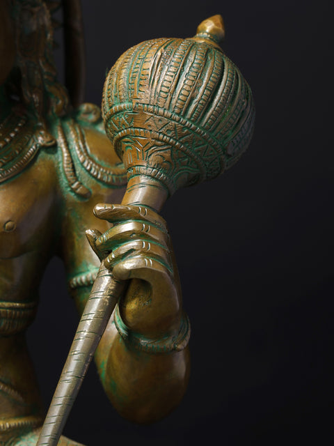 18" Sitting Lord Hanuman in Blessing Gesture | Brass Statue