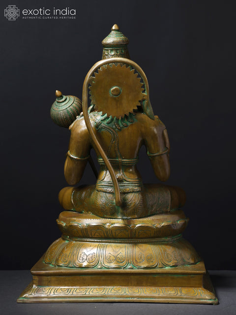 18" Sitting Lord Hanuman in Blessing Gesture | Brass Statue