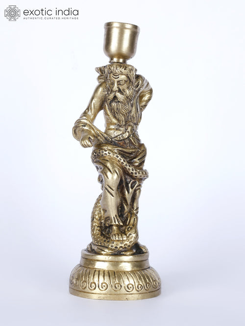7" Asclepius Greek God of Medicine Brass Candle Holder