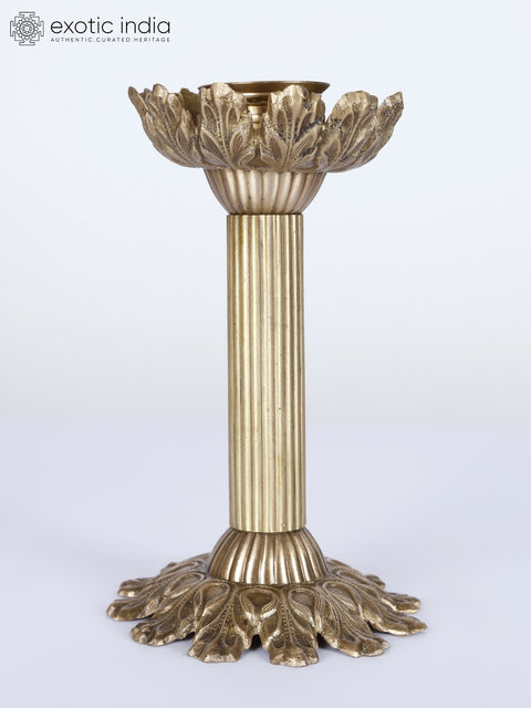 6" Pair of Designer Candle Holders in Brass