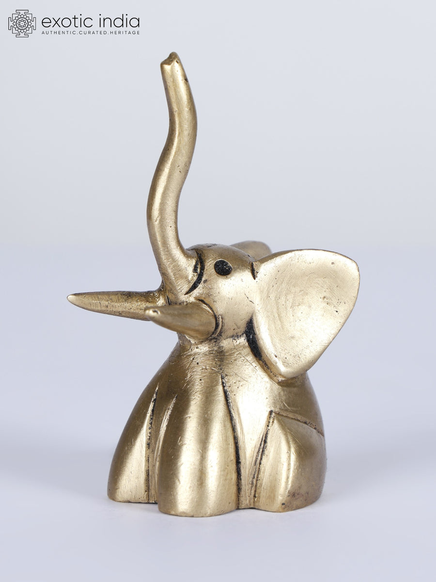 2" Small Baby Elephant Brass Figurine for Home Decor