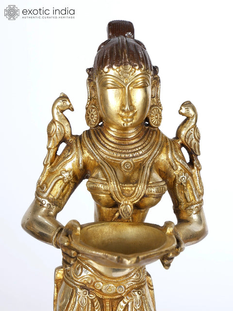 14" Brass Pair of Deep Lakshmi Statues