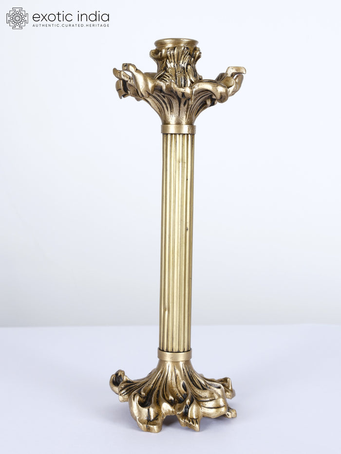 11" Brass Corinthian Columns Candle Holder for Home Altar