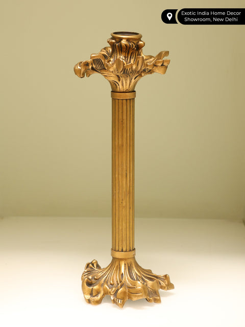 11" Corinthian Columns Candle Holder in Brass | Home Altar Decor