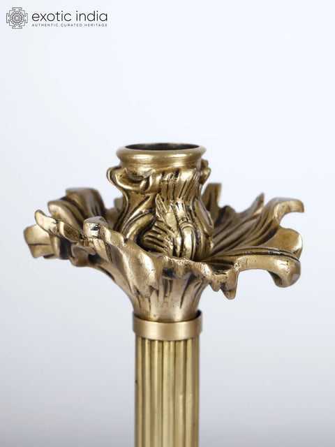 11" Corinthian Columns Candle Holder in Brass | Home Altar Decor